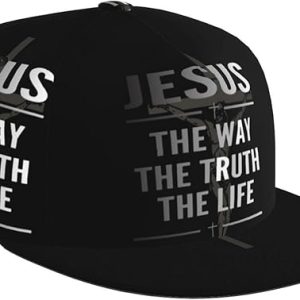 Jesus Baseball Cap Christian Hat Fashion Flat Bill Brim Adjustable Hats Cross Cap for Women Men
