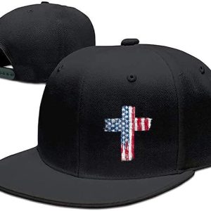 Snapback Hats for Men Christian Hats Jesus Cross Hat Flat Bill Brim Hats for Men Snap Back Hats Black Baseball Cap Boys