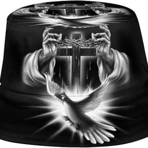Cute Jesus Cross Bucket Hats Fashion Sun Cap Packable Outdoor Summer Christian Fisherman Hat for Women and Men