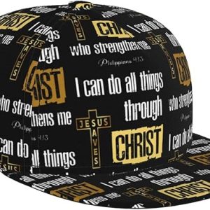 Jesus Cross Snapback Hat for Men Women,Unisex Hip Hop Baseball Cap Flat Bill Brim Hats