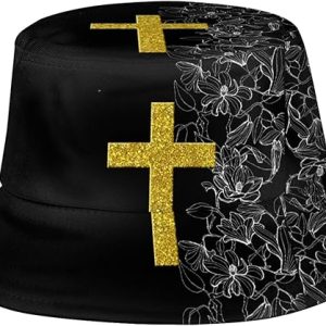 Christian Jesus Bucket Hat Packable Jesus Cross Fisherman Hat Summer Travel Beach Sun Hats for Women Men Teens