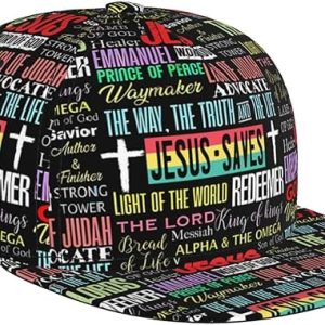 Jesus Baseball Cap for Men Adjustable Flat Bill Brim Cap for Travel Hiking and Outdoor Sports